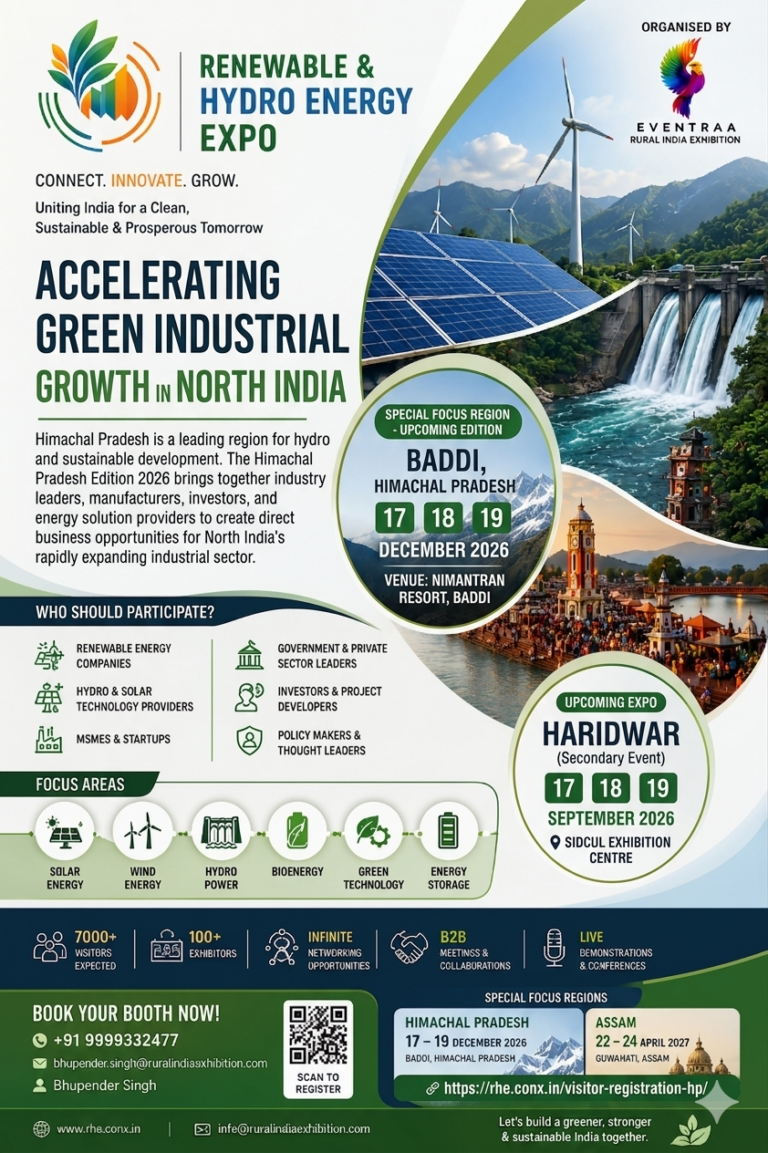 Read more about the article Renewable Energy Expo Himachal Pradesh 2026 | Powerful Hydro & Green Energy Event in Baddi