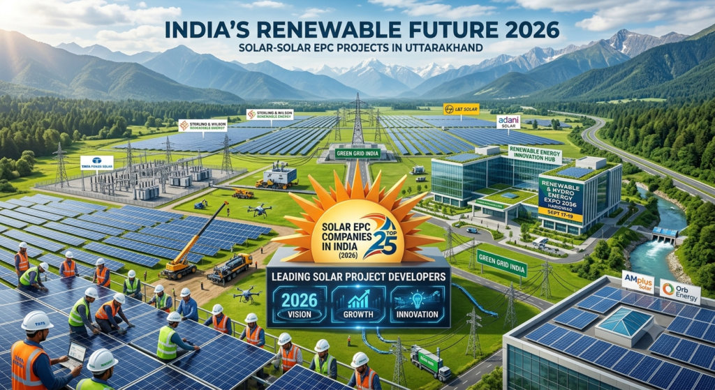 Top Solar EPC Companies in India 2026 featuring solar power plants and renewable energy projects